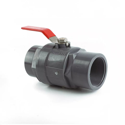 PVC 1.6MPa noir plastique de robinet à tournant sphérique de 2 morceaux avec la poignée d'acier inoxydable