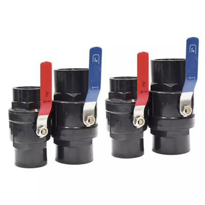 2pc 1 pouce plastique en deux pièces compact de valve de robinet à tournant sphérique de PVC de 2 pouces