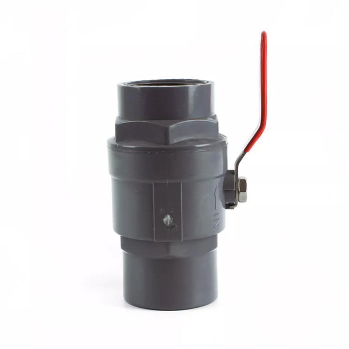Valves inoxydables en deux pièces grises de PVC de poignée de robinet à tournant sphérique d'UPVC