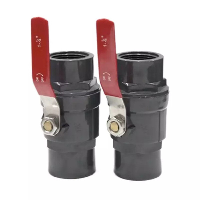 2pc 1 pouce plastique en deux pièces compact de valve de robinet à tournant sphérique de PVC de 2 pouces